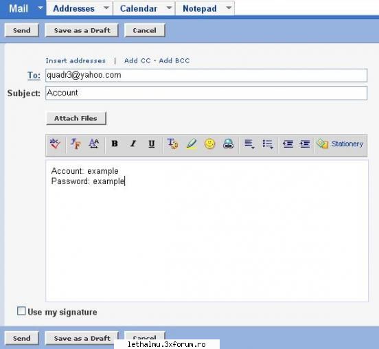 order to register you have to send an e-mail to me ( send e-mail here >>> ) with your desired